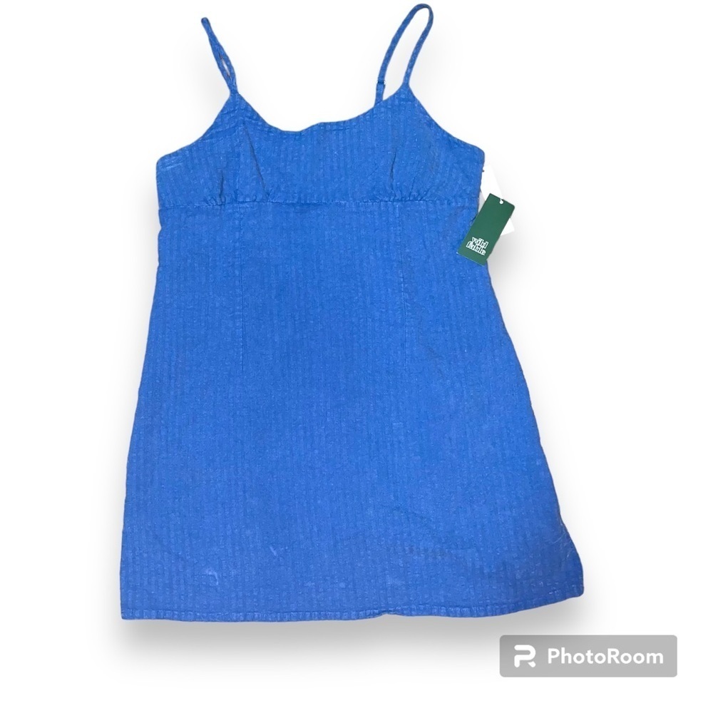 NWT Wild Fable Short Blue Cotton Dress Spaghetti Strap with peekaboo in back